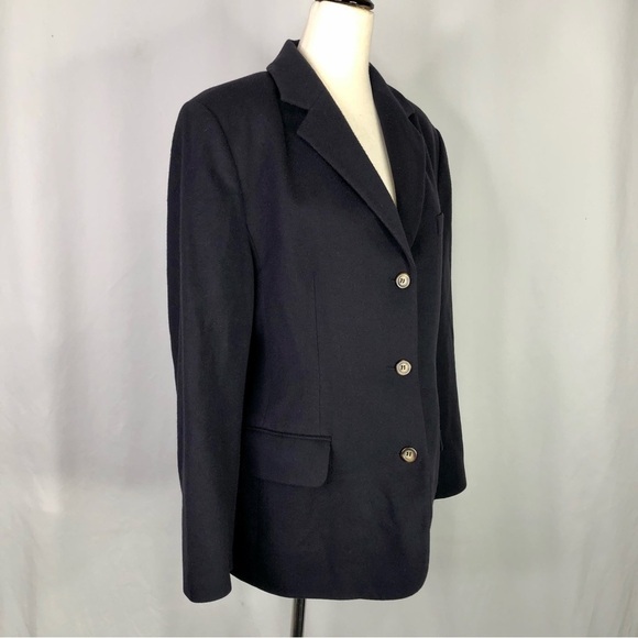 VINTAGE L.L. Bean blazer black soft wool cashmere blend classic three button 12P - Picture 10 of 10